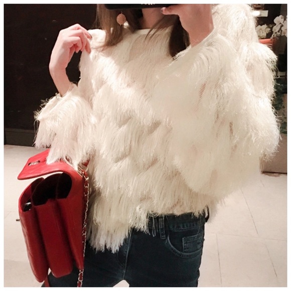 Cream Eyelash Long Lace Mesh Top C104 - Picture 2 of 4